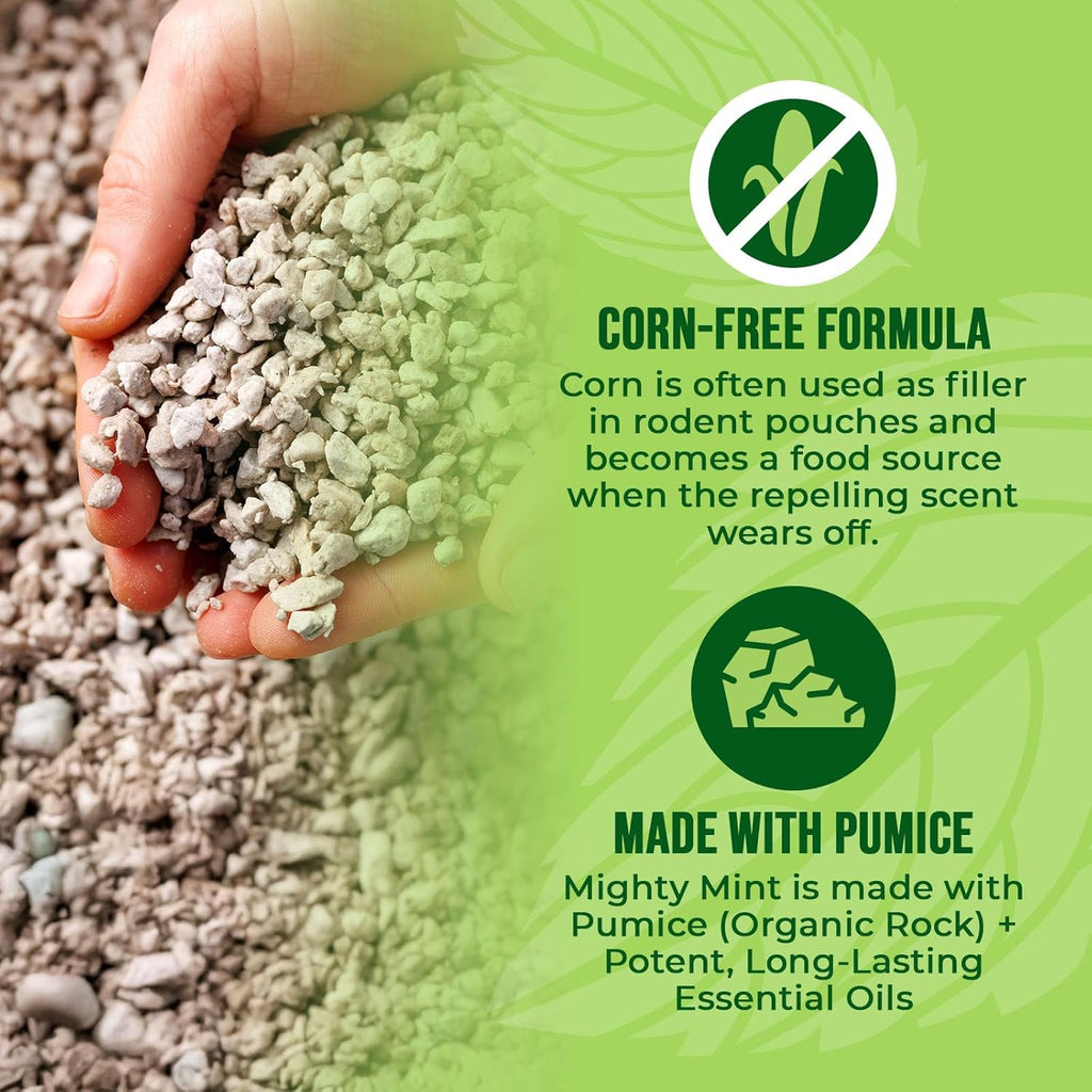 Mighty Mint Mouse Repellent Pouches - Natural Peppermint & Cinnamon Formula | Long-Lasting Rodent Deterrent - 12 Count