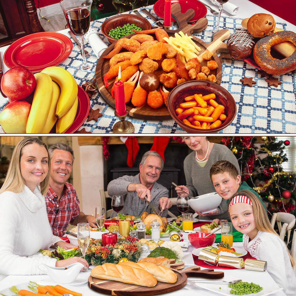 Ziliny 6 Pcs Christmas Appetizer Platter 12 Inch Christmas Cutting Board Acacia Serving Trays Wood Charcuterie Board Tray Snack Dessert Candy Dish Plate for Kitchen Gifts(Deer Antle)