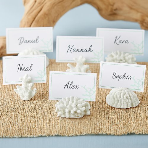 Kate Aspen Seven Seas Mini Coral Place Card Holders - Set of 6 Coastal Decor Mini Table Place Cards with Holders, Beach Wedding Decorations, Table Beach Decor, Under The Sea Party Decorations