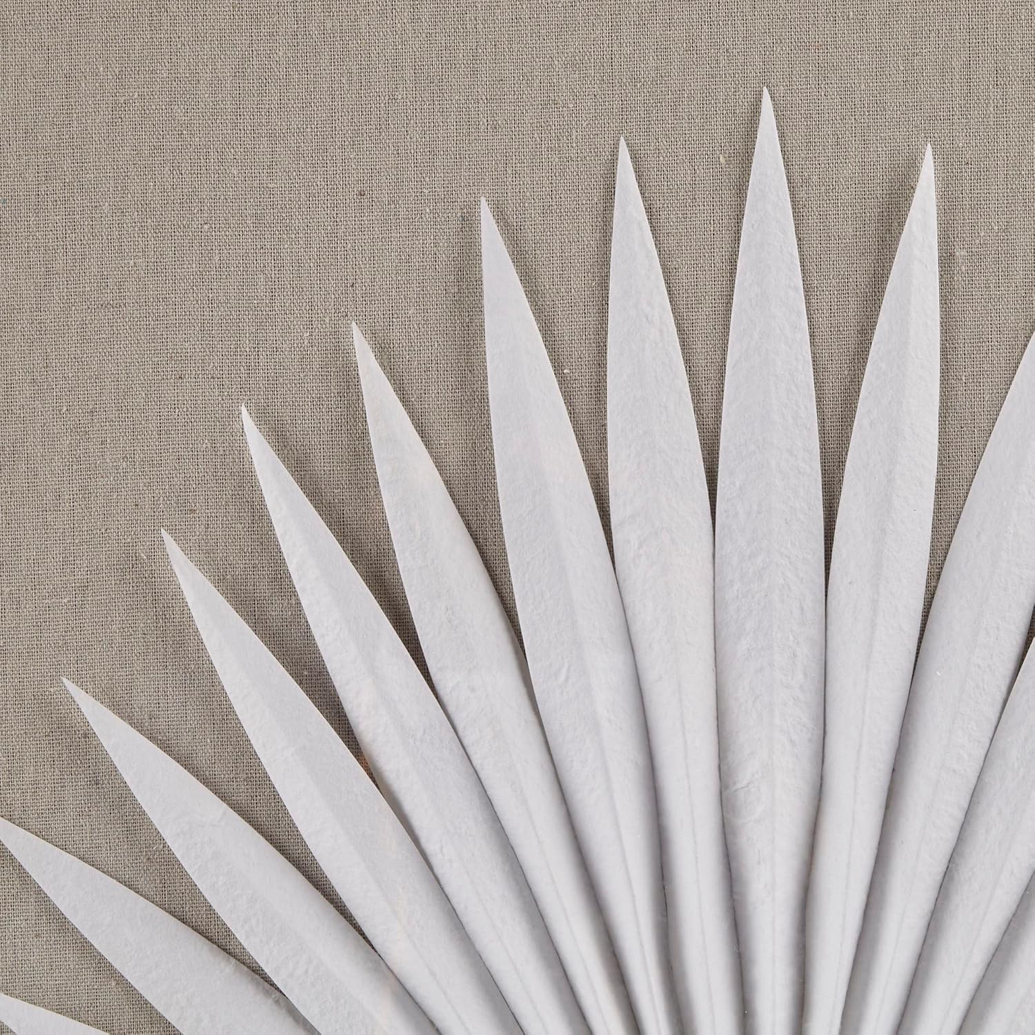 Madison Park Sabal Floral Wall Art - Handmade Canvas Palm Natural Rice Paper Shadow -Box Set, Glass, Wood Frame, Linen Base, Botanical Modern Room Decor for Hallway, Bedroom Accent, Off White 3 Piece