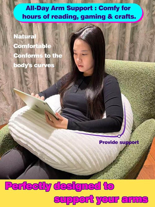 MIJIMO Gaming Crochet Pillow for Lap Support Lap Desk Pillow Setting in Bed or Sofa, U-Shaped Arm Pillows for Adults,Reading Pillow for Gaming, Working, Writing in Bed Couch Floor