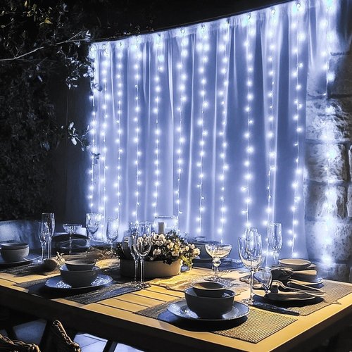 Dazzle Bright 300 LED Curtain String Lights - Waterproof Fairy Lights with 8 Modes | White Decor for Bedroom, Party & Wedding