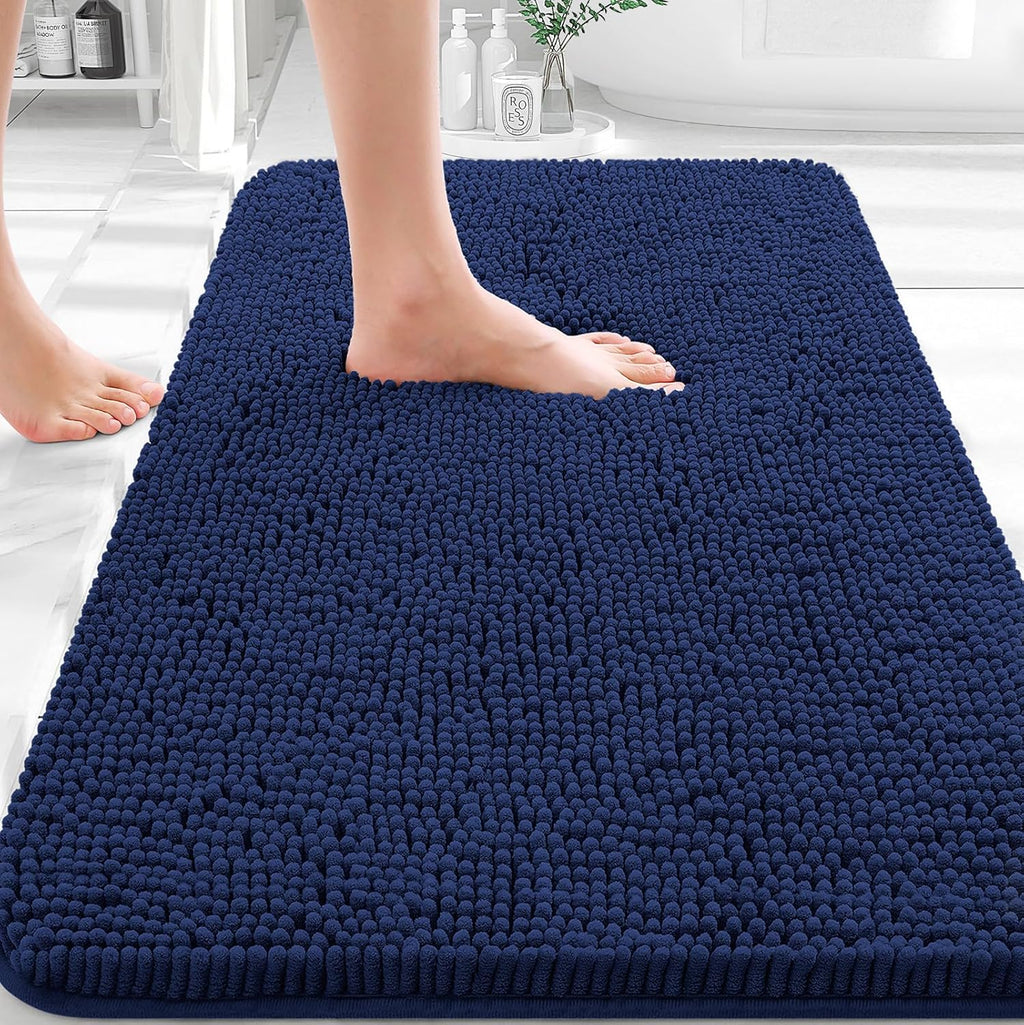 OLANLY Bathroom Rugs - Extra Soft Chenille Bath Mats with Quick Dry Rubber Backing | 30x20, Twilight Sapphire