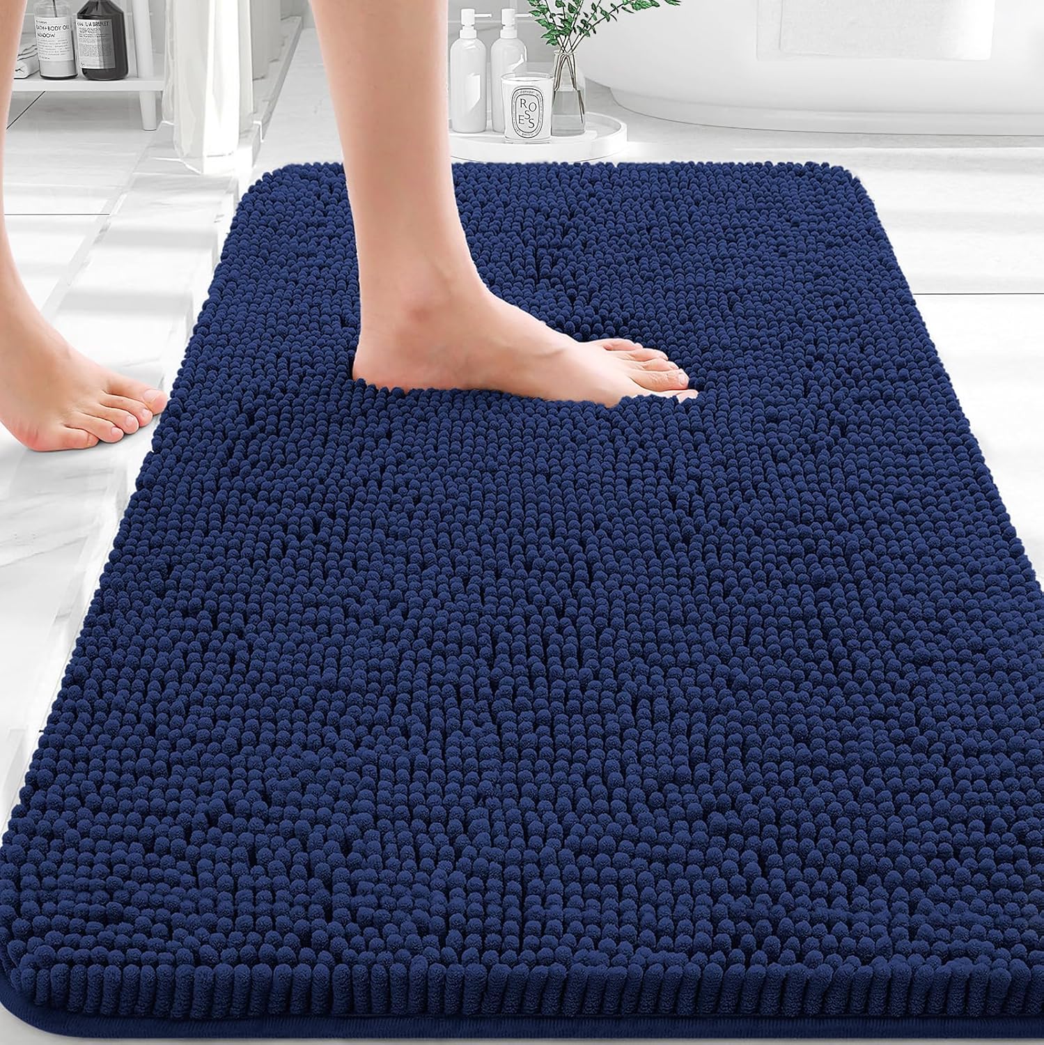 OLANLY Bathroom Rugs - Extra Soft Chenille Bath Mats with Quick Dry Rubber Backing | 30x20, Twilight Sapphire