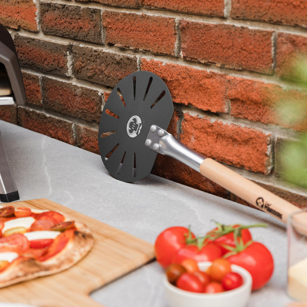 Chef Pomodoro Aluminum Turning Pizza Peel with Detachable Wood Handle for Easy Storage, Pizza Turner, Pizza Turning Peel, Luxury Pizza Paddle for Baking Homemade Pizza Bread (9-Inch)