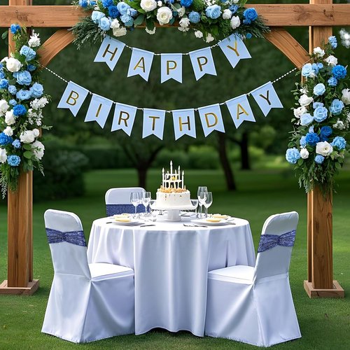 Eternal Beauty Navy Blue Sequin Chair Sashes - Pack of 50 Elegant Wedding Decorations