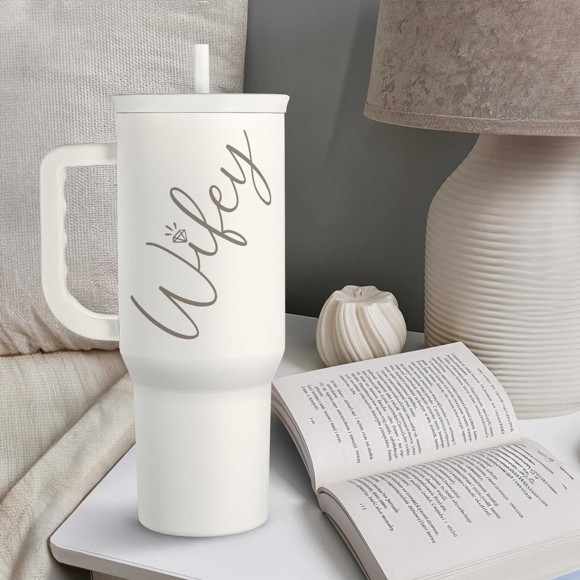 SANDJEST Gift for Wife from Husband – 40oz Insulated Stainless Steel Tumbler with Handle and Straw, Gifts for Anniversary, Birthday, Christmas, Valentine, Coffee Travel Mug