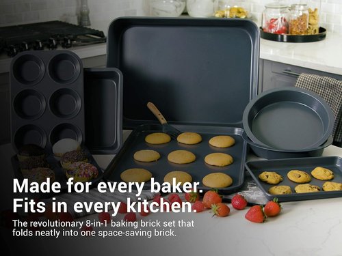 Elbee Home Nonstick Baking Set - 8-Piece Aluminized Steel with Deep Roasting Pan & Cake Pans | PFOA & PFOS Free