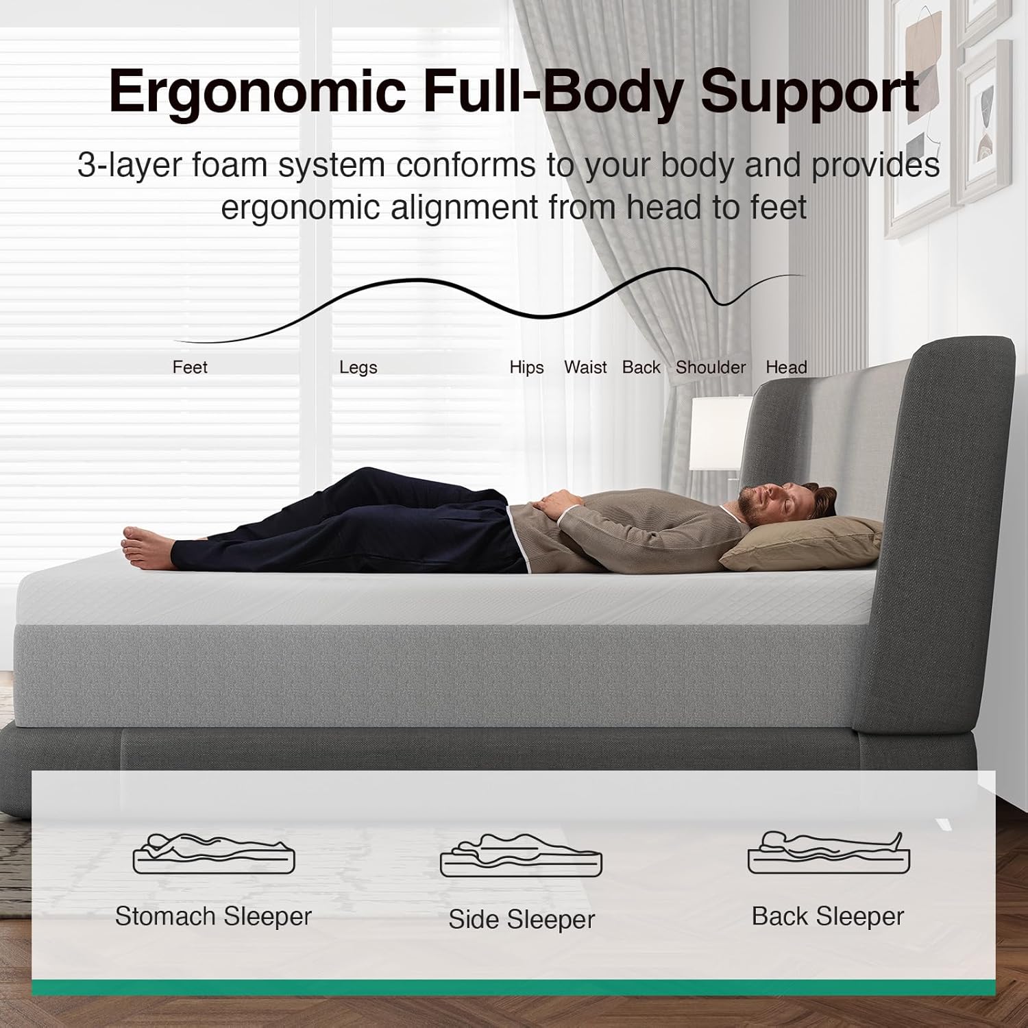 Novilla Queen Mattress - 14 Inch Gel-Infused Memory Foam for Pain Relief & Spinal Support | Cool-Touch Cover