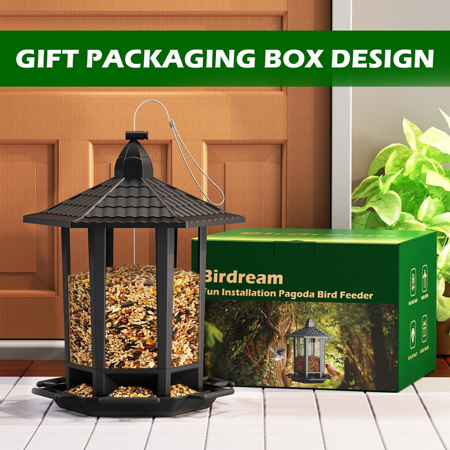 Birdream Bird Feeders - Retro Pagoda Design for Outdoor Hanging | Attract Wild Birds in Style