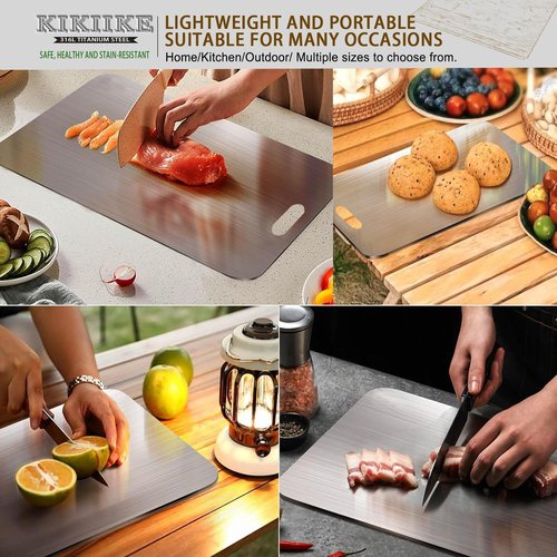 Titanium Cutting Board Double-Sided 100% Pure Titanium Cutting Boards for Kitchen - Food-Grade titanware chopping boards Non-Stick Durable and easy to clean (13.3 x 9 in)