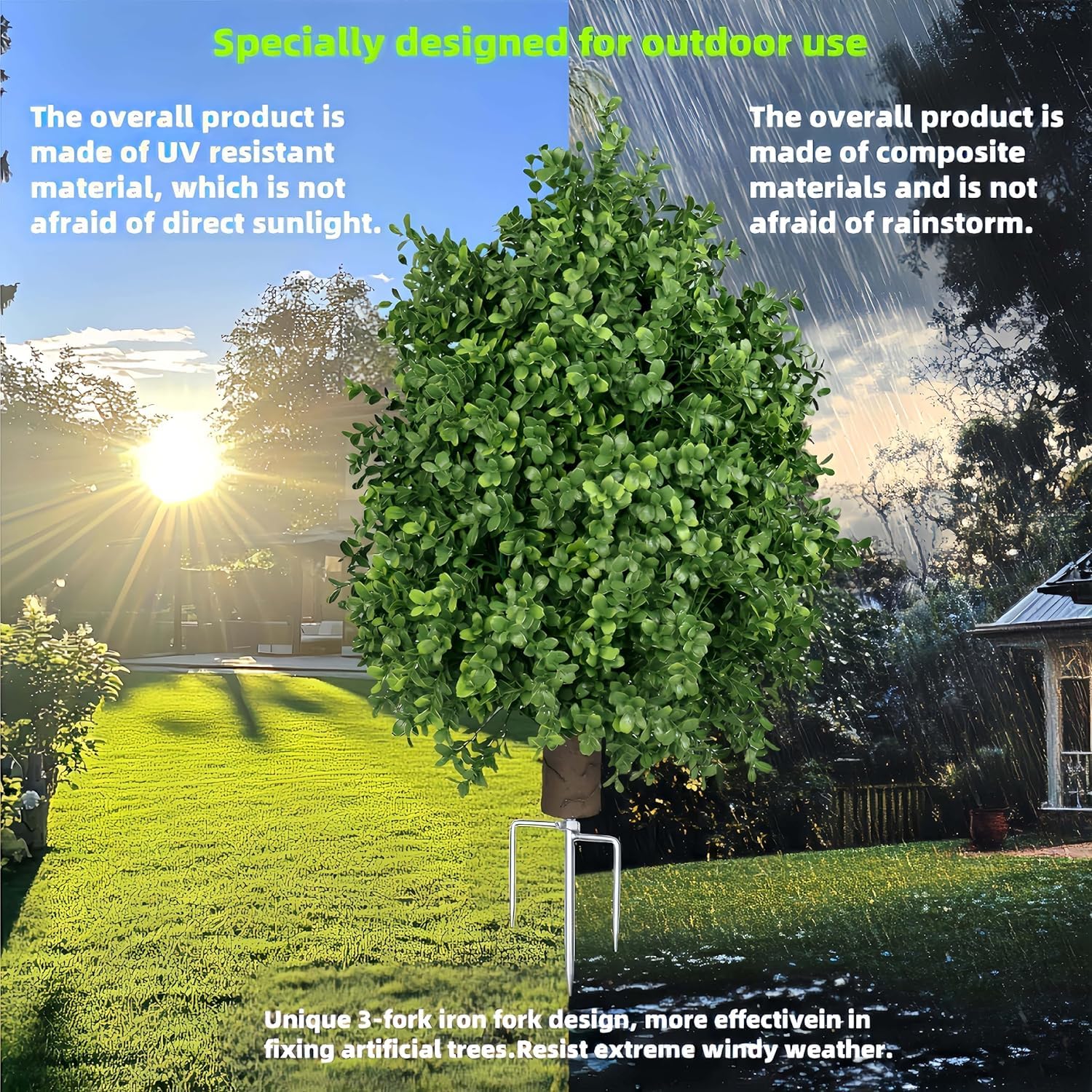 QIANYUN Boxwood Topiary Bush – Artificial Shrubs for Outdoors, Artificial Boxwood Topiary Ball Tree, UV Resistant Evergreen for Front Porch, Garden, Yard & Balcony Decor