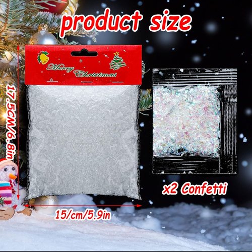 Hungdao Faux Snow Decoration - Sparkly White Glitter Powder for Crafts | 3.8 Ounce Snowflakes Filler