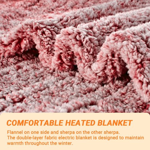 Heated Blanket Heated Throw, Electric Blanket 50"x60" Heating Blanket with 8 Hours Auto Off 10 Fast Heating Levels Machine Washable Sherpa Heated Blanket with Overheating Protection