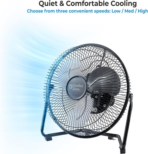 Comfort Zone High-Velocity Desk Fan - 9-Inch All-Metal Turbo Air Circulator | Quiet 3-Speed with 180° Tilt