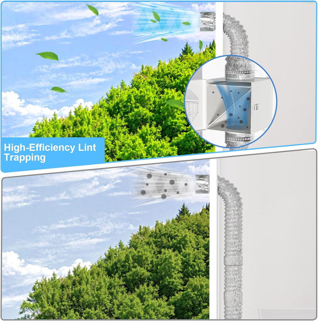 Upgraded Metal Dryer Duct | 4-Inch Indoor Vent Kit with Hose Clamps, Mesh Tape & Cleaning Brush