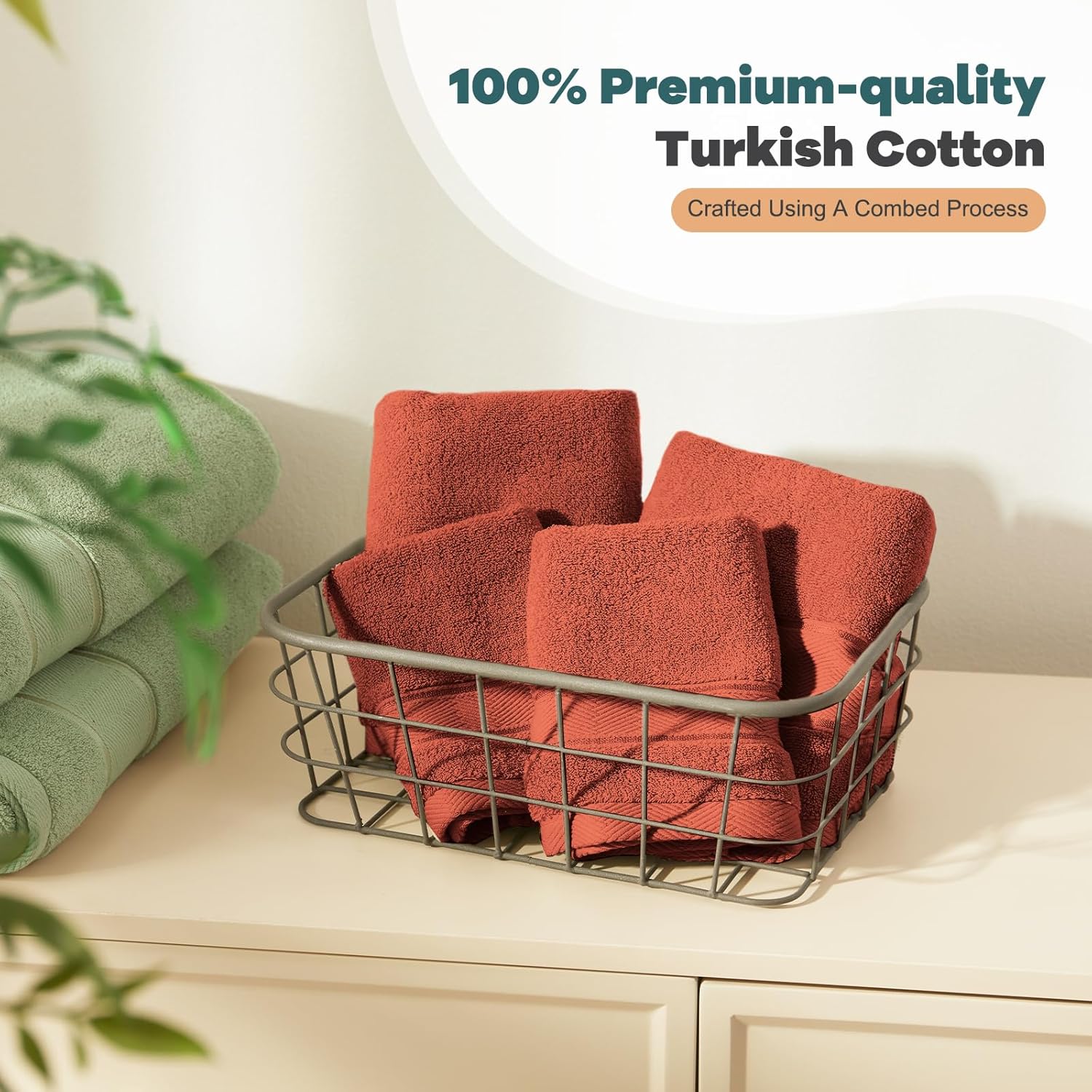 Marvione Bath Towels Set - 100% Turkish Cotton, Highly Absorbent & Soft | 6-Piece in Burnt Orange