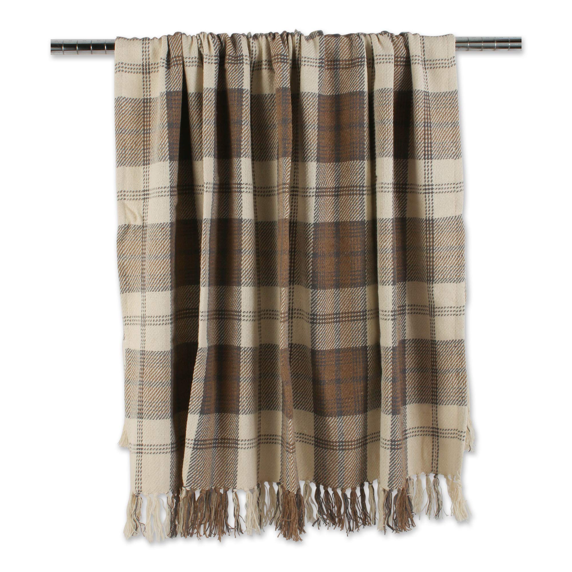 DII Farmhouse Woven Throw, 50x60 with 3" Fringe, Stone