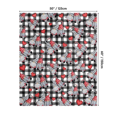 Horaldaily Valentine Flannel Blanket Throw, Buffalo Plaid Gnomes Soft Fuzzy Plush Cozy Fleece Blankets for Couch Sofa Bed Lounging, Ideal Gifts for Kids Adults Wife Self, 50x60