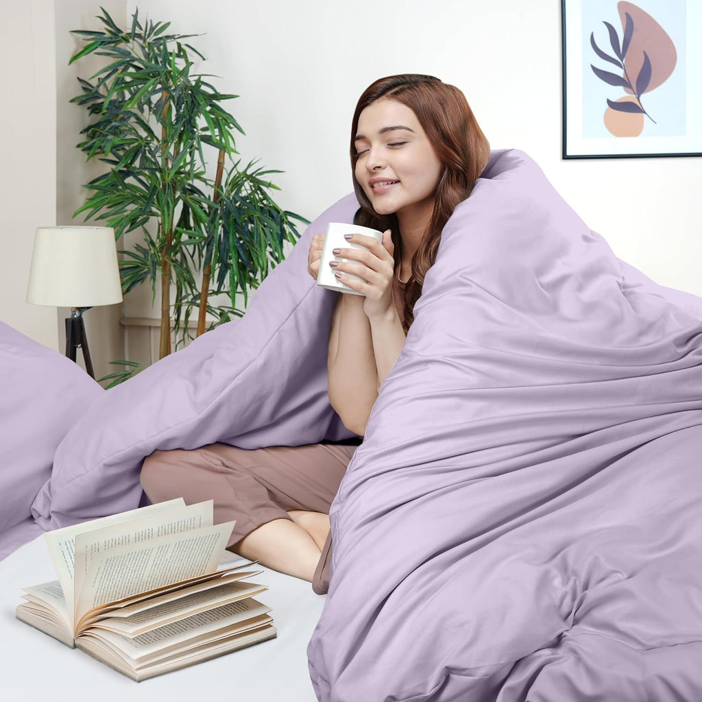 Utopia Bedding Duvet Cover Set - Queen Size 3-Piece with Zipper Closure | Lavender 90x90 Inches & 2 Pillow Shams