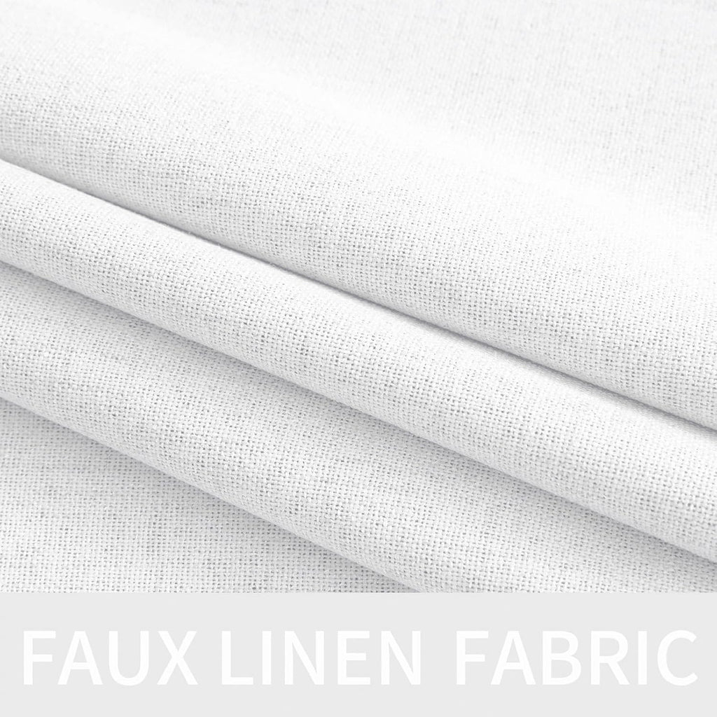 MIULEE Blackout Linen Textured Curtains - Thermal Insulated Room Darkening Drapes | Bright White, 52 x 108 Inch (2 Panels)