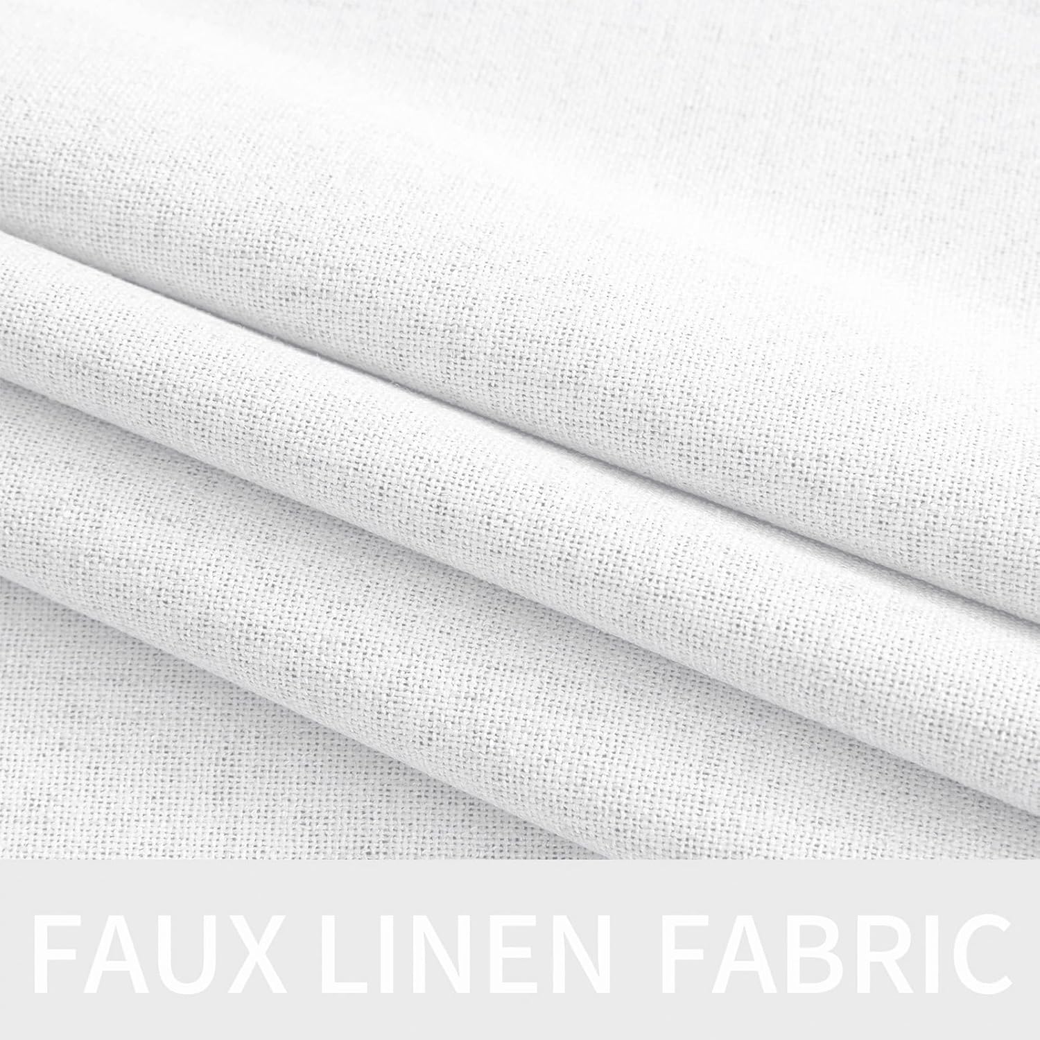 MIULEE Blackout Linen Textured Curtains - Thermal Insulated Room Darkening Drapes | Bright White, 52 x 108 Inch (2 Panels)