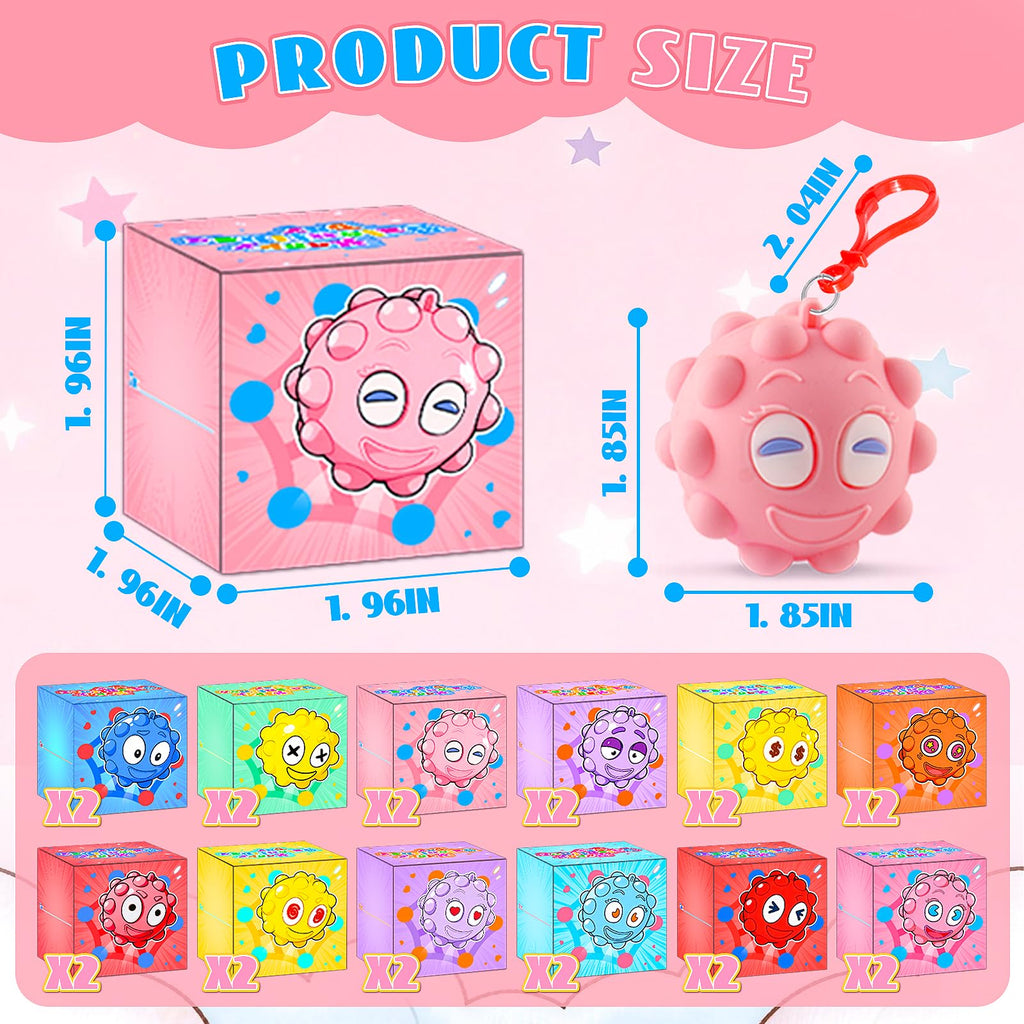 Valentines Day Gifts for Kids, 24 PACK Prefilled Valentines Box with 3D Pop Fidget Ball, Valentines Party Favors, Valentines for Class Boys Girls, Kids Valentines Day Gifts for School Classroom
