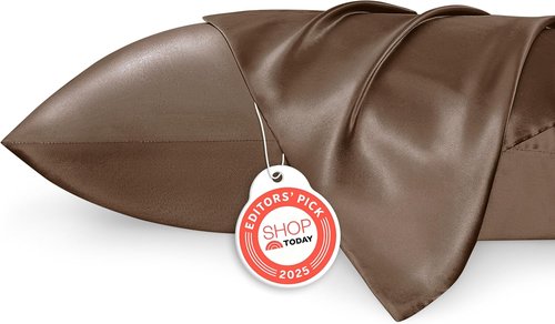 Bedsure King Size Satin Pillowcase Set - Brown Pillow Cases for Hair & Skin, 20x36 Inches, 2 Pack