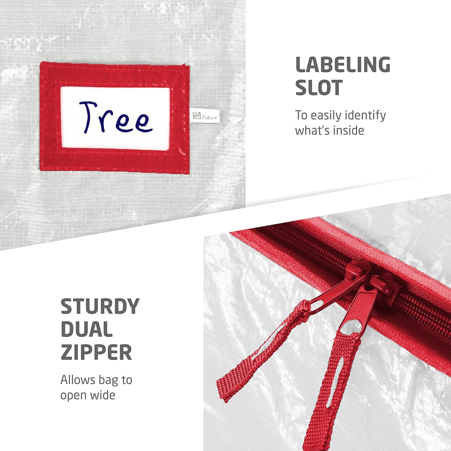 Zober Christmas Tree Storage Bag - Waterproof & Durable for 9 Ft Artificial Trees - White with Label Slot