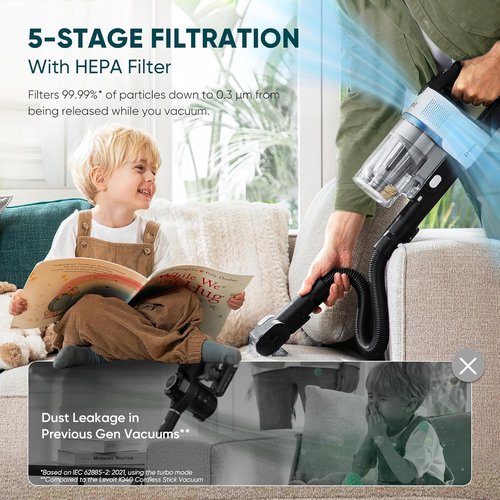LEVOIT AERO Cordless Vacuum - Auto-Empty Station, HyperPulse Technology, HEPA Filter | 70 Minutes of Powerful Suction for Pet Hair and Hard Floors