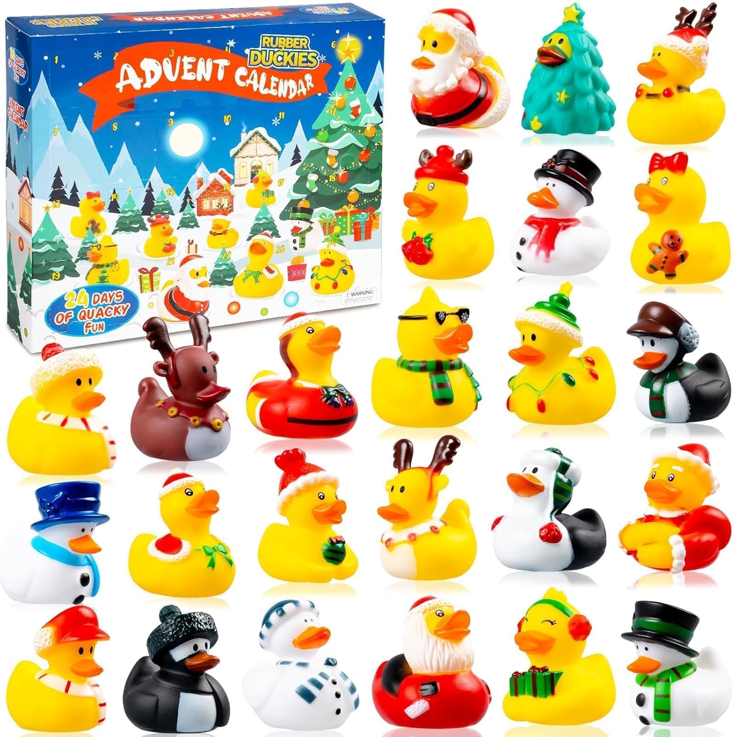2025 Advent Calendar - Rubber Duck Countdown Toys | 24-Piece Christmas Set for Kids & Toddlers