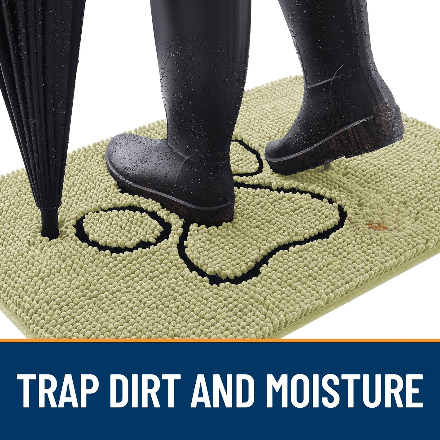 OLANLY Dog Door Mat - Absorbent Non-Slip Mud Mat for Muddy Paws | 48x30 Paw Print Design in Vanilla
