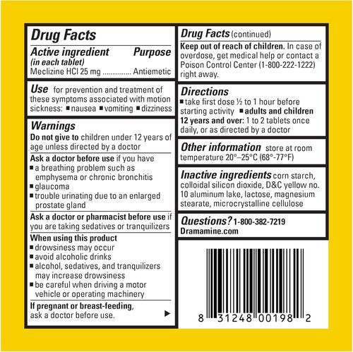 Dramamine Motion Sickness Relief - Less Drowsy Travel Vial - 8 Count Multicolor Pack