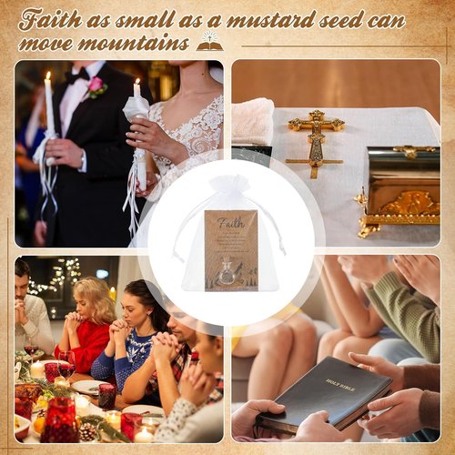 Funnymoom 50 Pack Faith Gifts for Women - Christian Baptism & Wedding Supplies | Mustard Seed Blessings