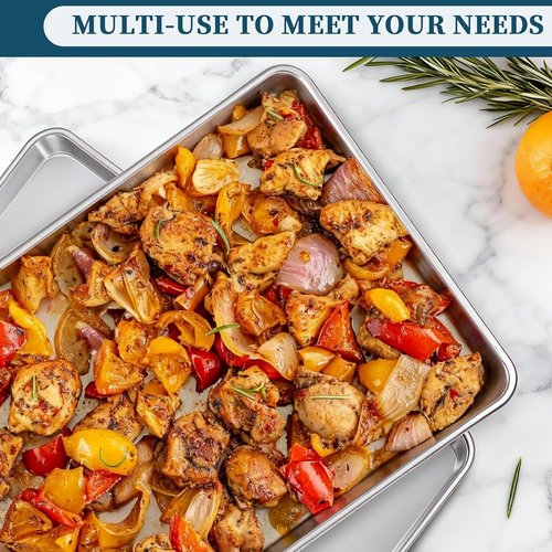 Bastwe Aluminum Baking Sheet Pan - Full-Size Commercial Quality Cookie Tray | 6 Pack, 26 x 18 Inch