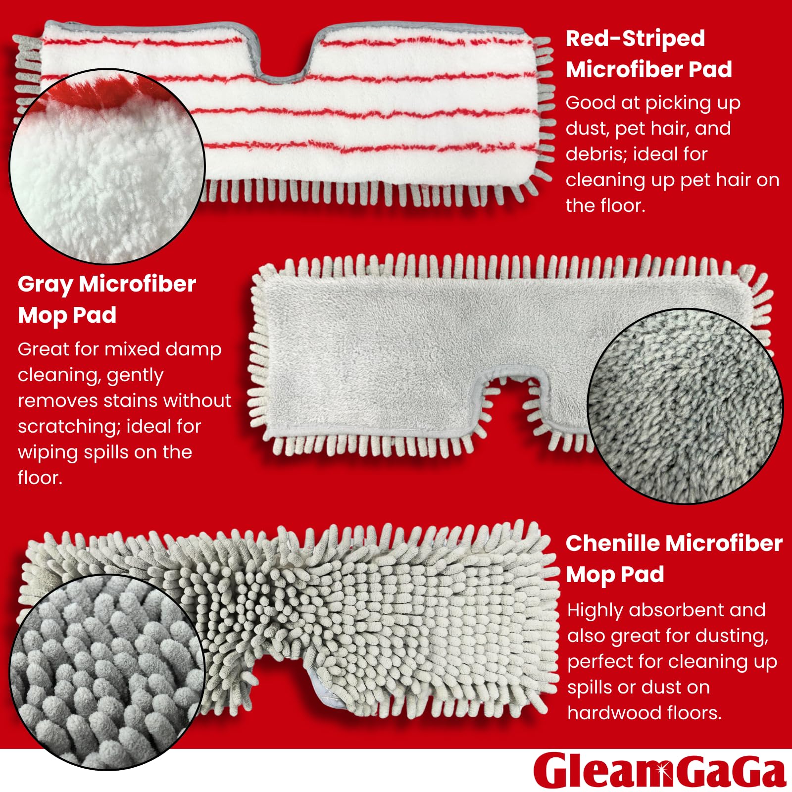 Microfiber Mops for Floor Cleaning, Flat Dust Mop with 4 Washable Pads, Dual-Sided Flip Mop for Wet & Dry Use, Extendable 62’’ Handle with Scraper, Floor Mops for Hardwood,Laminate,Vinyl,Kitchen,Tile