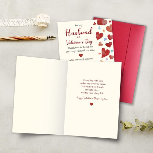 YIWANSIN Romantic Valentine’s Day Card for Husband from Wife, Heartfelt Anniversary Love Card Gifts for Him Men