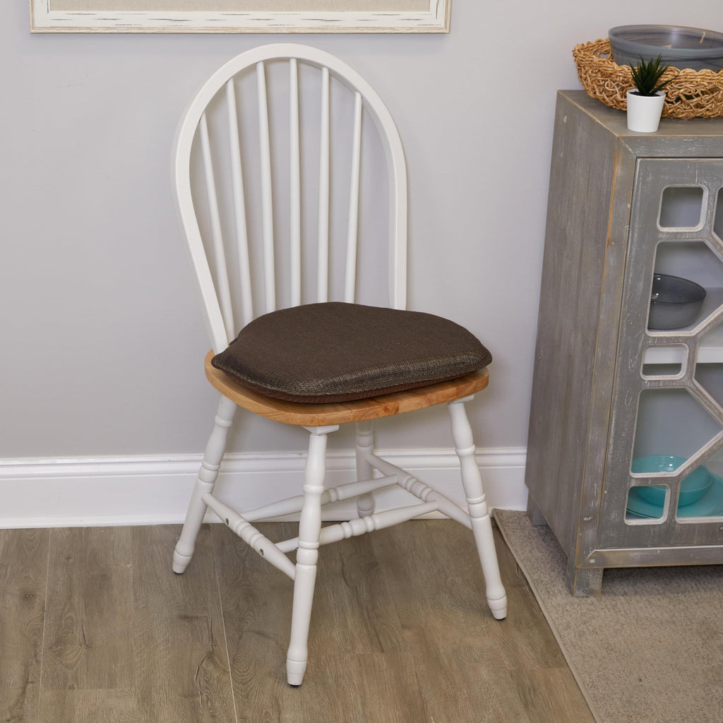 Klear Vu Gripper Omega Non-Slip Windsor Chair Cushions with Skid-Proof Seat Pad for Dining Room, Kitchen, and Office Use, 16x15 Inches, 4 Count (Pack of 1), Chestnut