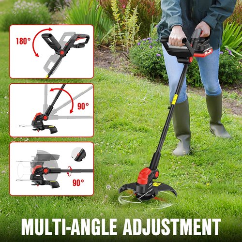 EWORK Cordless 20V Weed Wacker - 10-Inch Cutter Blade with 2×2.0Ah Batteries & Fast Charger | 2-in-1 Electric Grass Trimmer for Lawn & Garden