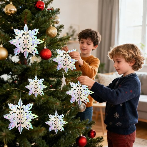 Winter Wonderland Banners, Glittery Snowflakes Hanging Swirls, 3D Laser Paper Snow Flakes for Winter Wonderland Frozen Party Decorations, Christmas Party Decoration, Birthday Home Decor.