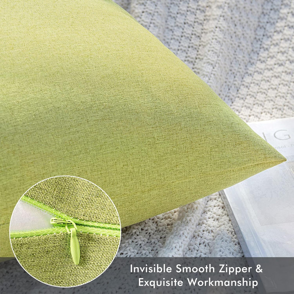 MIULEE Decorative Outdoor Throw Pillow Covers - Waterproof Faux Linen Cushion Cases | 20x12 Inch, Moss Green (Pack of 2)