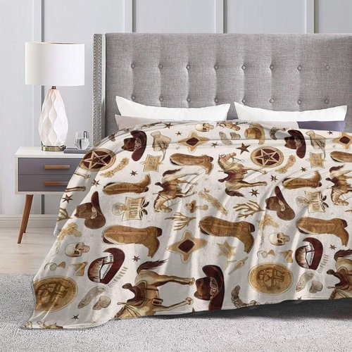 Western Blanket Soft Cozy Southwestern Flannel Throw Blanket Cowboy Decor Warm Lightweight Fleece Plush Bedding Stuff Blanket Gifts for Lover Kids Girls Boys Women Adults Bed Travel 40"x50"