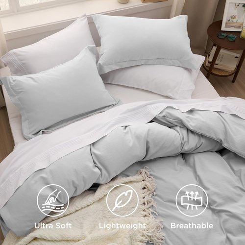 Bedsure California King Duvet Cover - Extra Soft Prewashed Cotton-Like Bedding Set | 104x98 Inches, Zipper Closure & 2 Pillow Shams