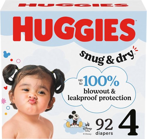 Huggies Size 4 Diapers - Snug & Dry Protection for Babies (22-37 lbs) | 92 Count Pack