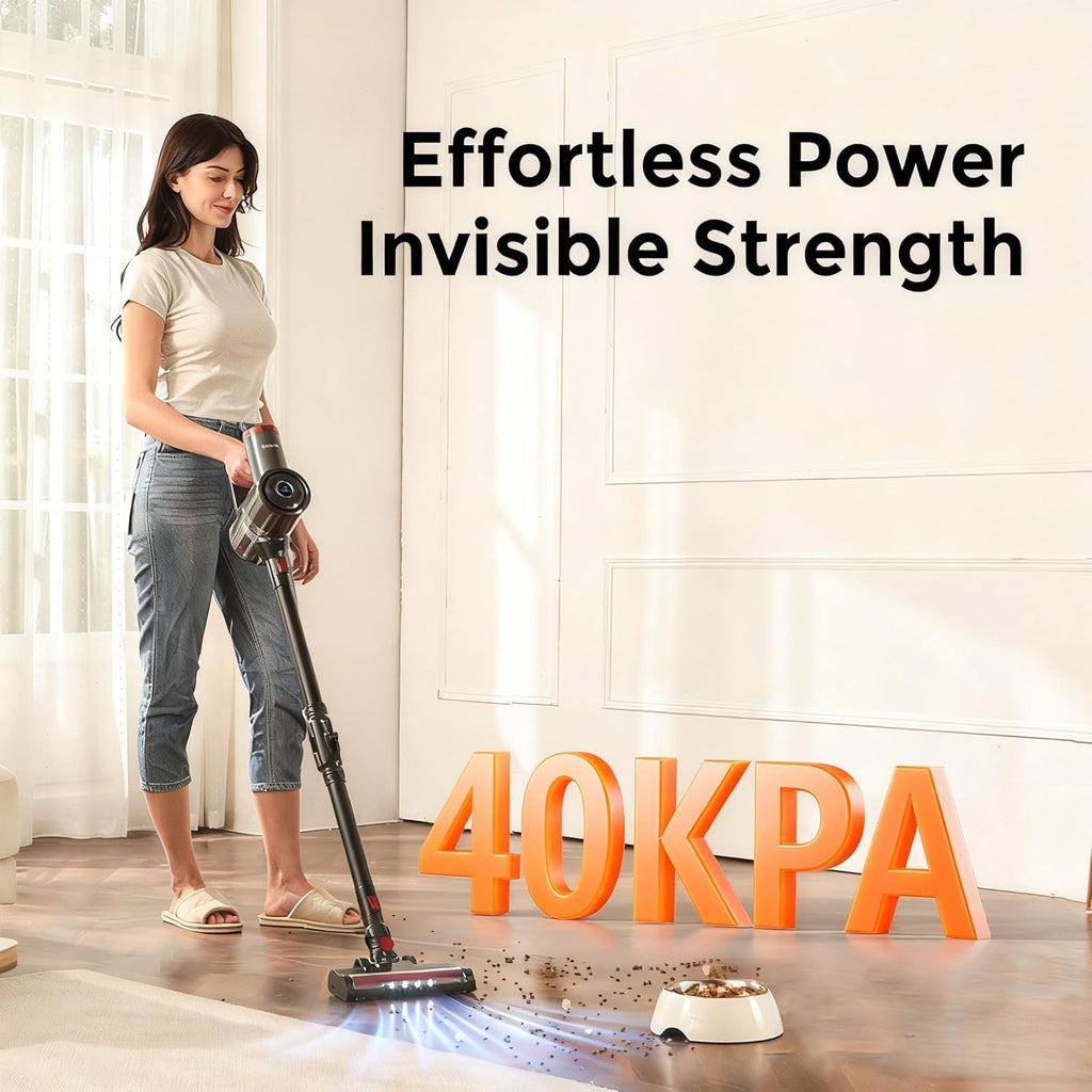 RONEAIR Cordless Vacuum Cleaner - Powerful 40Kpa Suction, Self-Standing Design | 45 Mins Runtime for Pet Hair & Hard Floors