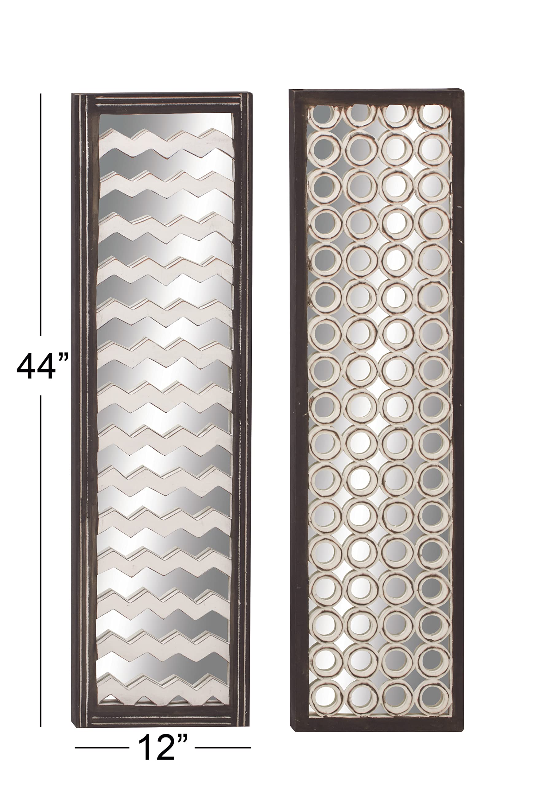 Deco 79 23712 Wood Mirror Wall Panel, 2 Assorted, 12 by 44"