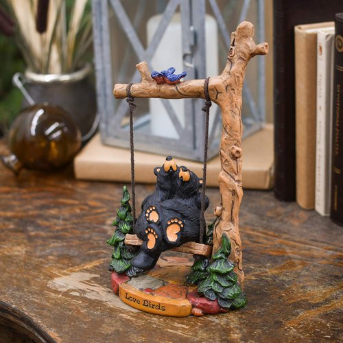 DEMDACO Bearfoots by Jeff Fleming Love Birds Midnight Black 9 x 6 Hand Cast Resin Stone Collectible Tabletop Figurine