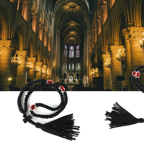 Handmade Orthodox Prayer Rope 100 Knots with Red Bead,Prayer Beads Christian Greek Komboskoini Chotki,Greek Orthodox Cross Christian Car Accessories,Protestant Prayer Beads Rosary Blessed Decor Gift