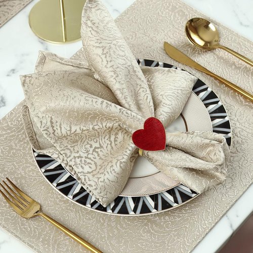 Valentine's Day Heart Napkin Rings Set of 8,Red Heart Napkin Rings Holders Buckle Metal Alloy Wedding Valentine's Day Birthday Party Table Decor Rings