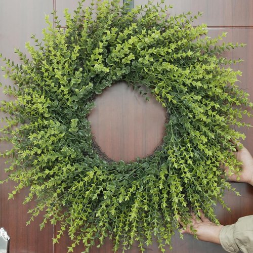 HUZIYAHAN 28-Inch Large Boxwood Door Wreath - Year-Round Greenery for Rustic Home Decor